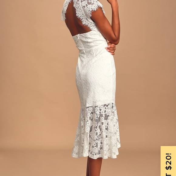 Lulus Dresses & Skirts - Lulus White Lace Midi Trumpet Dress!